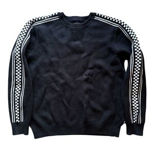 Vans Black Checker Stripe Crewneck Sweater Cotton Skate Streetwear Unisex Small